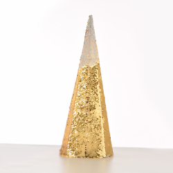 ^ "CHAMPAGNE GOLD & WHITE SEQUIN CONE TREE" 35 WW LED ΛΑΜΠ. ΜΠΑΤ. 3ΧΑΑ,IP20 Φ27.5X90CM  -X1135118
